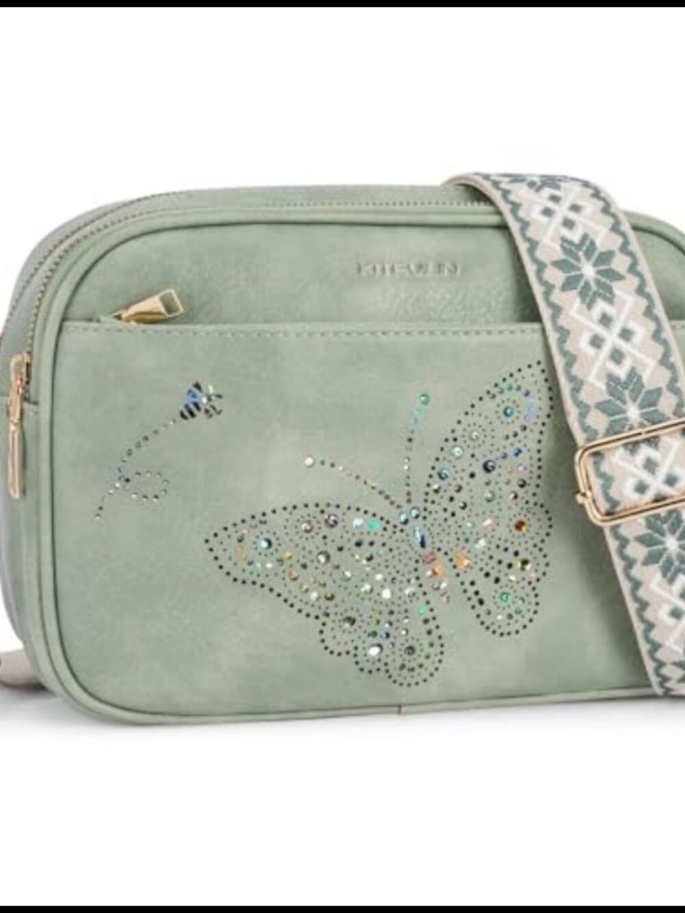 Vegan Leather Crossbody Bag Small Adjustable Strap Quilted Multiple Pockets